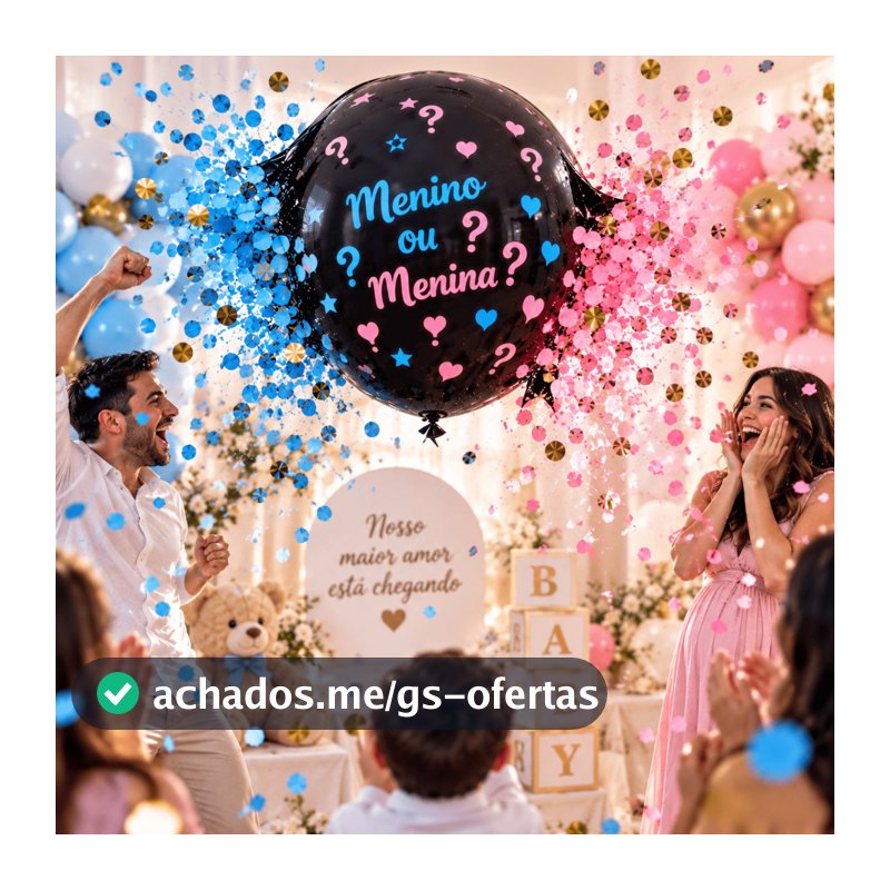 Balão Bexiga Chá Revelação Confete Azul Rosa Menino Menina Boy Girl 36 Polegadas Descubra Bebê Festa
