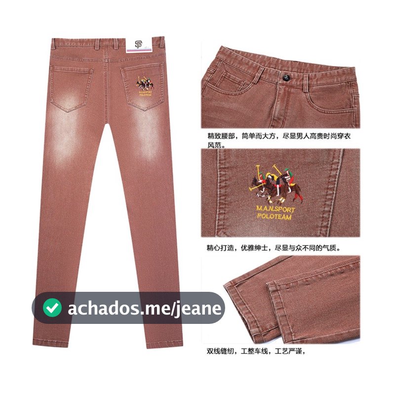Calças casuais masculinas na moda gradiente Retro vermelho Denim calças retas calças masculinas High-End bordado primave