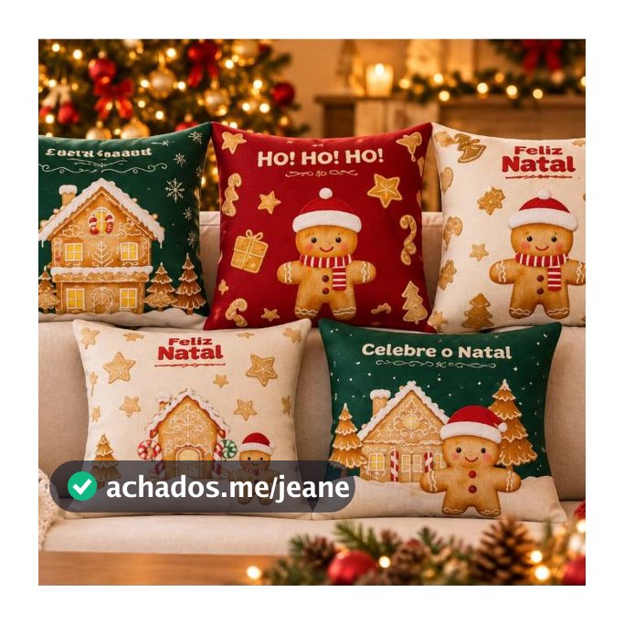 Kit 2/4 Capas Natal Almofadas de bordadas linho Natalina tecido decoração 45x45cm