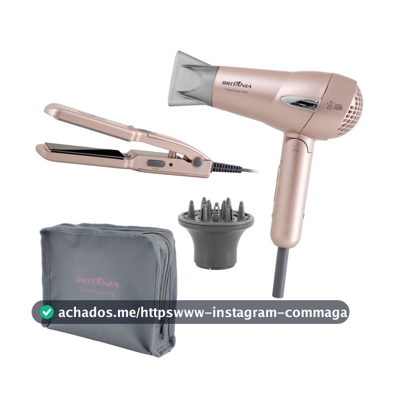 Kit Britânia Travel Rose Gold  - Secador + Prancha