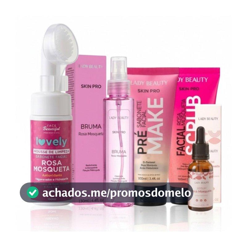 Kit Skin Care Limpeza De Pele Rosa Mosqueta Completo Clareador Manchas Hidratante Tratamento Facial