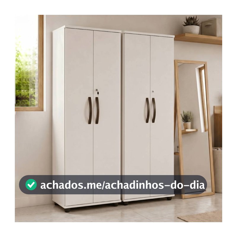Kit 2 Armários Multiuso Caio 2 Portas com Chave – Armário para Lavanderia