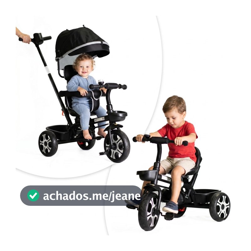 Carrinho de Passeio Bebê Triciclo Infantil com Haste Empurrador Zupa Até 50 Kg - Baby Style