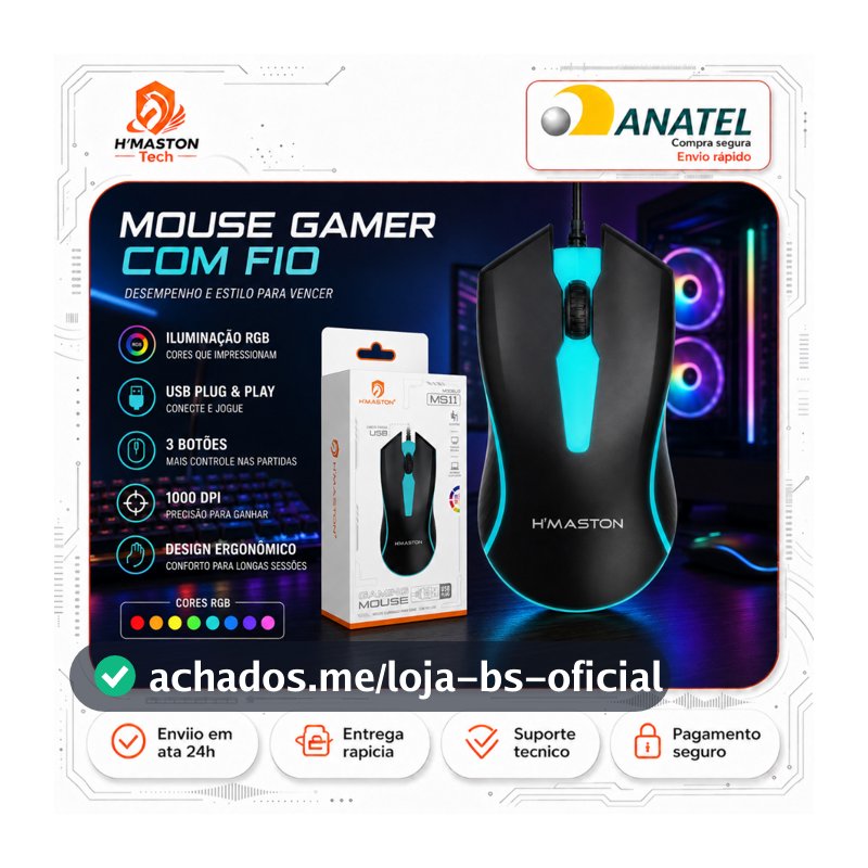 H'Maston MS11 Mouse Com Fio Para Notebook Mause Gamer Mouse Gamer Com Fio Mouse Ergonomico Mouse Barato Mouse Usb