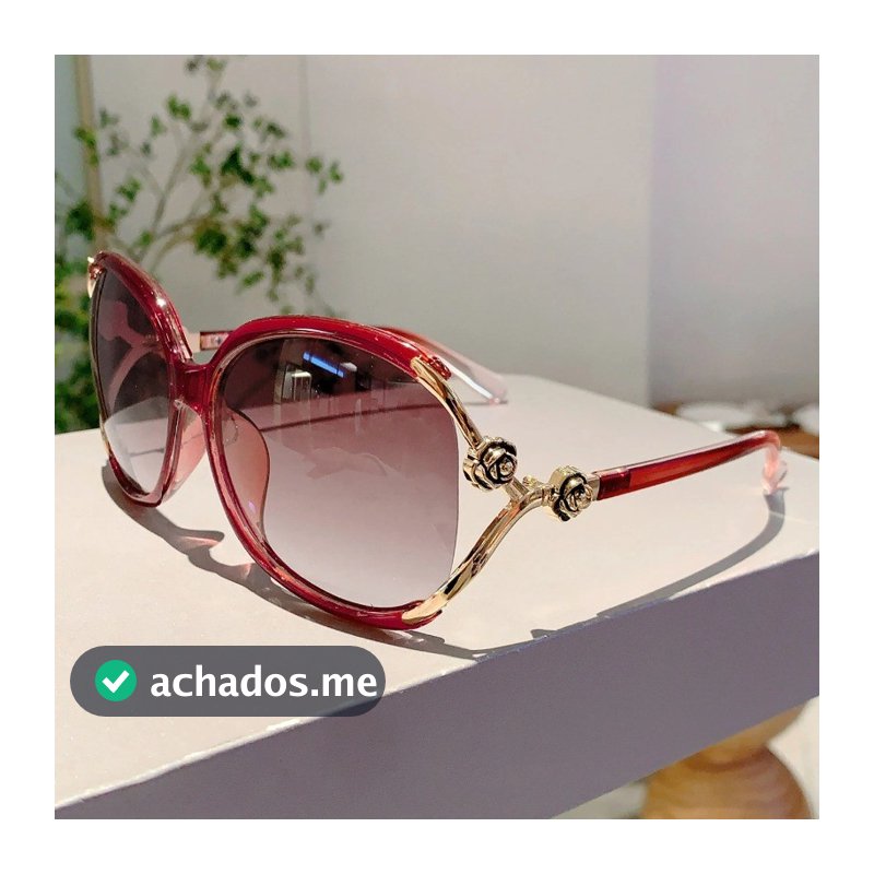 Elegante Tendências Vermelhas Tons Flor Corrente Design Decoração Óculos De Sol Feminino Ao Ar Livre Condução Caminhadas