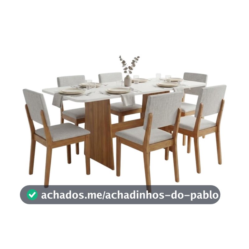 Conjunto Sala de Jantar Mesa 1,60m Maira 6 Cadeiras Linda
