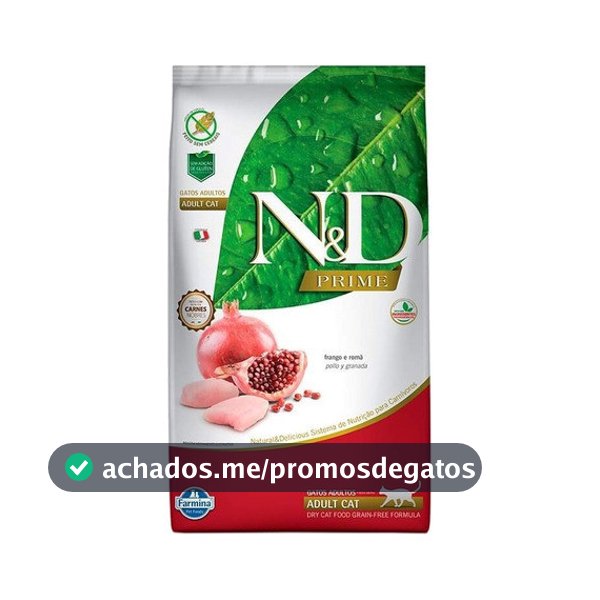 N&D Prime Gato Adulto Frango Romã 7,5kg
