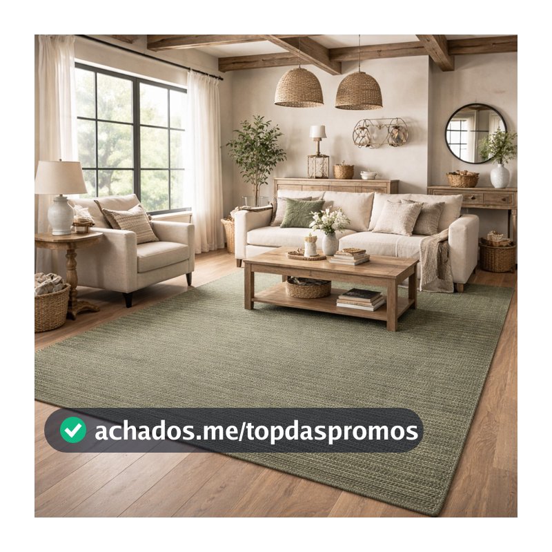 Tapete Grande 300x200 Sisal Sintético Sala Quarto Hall Estilo Atual Fácil Limpeza Versátil