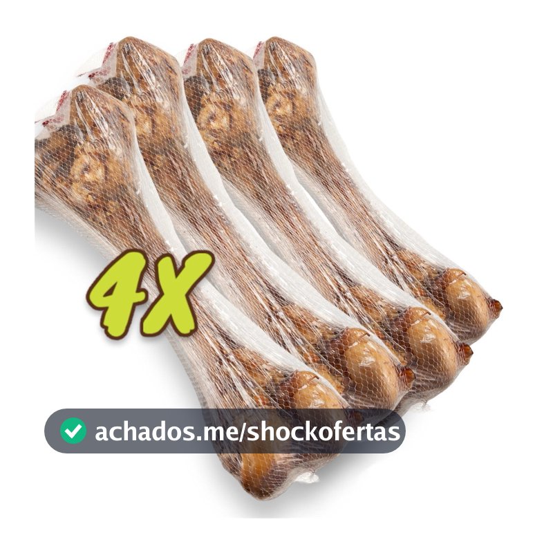 Kit 4 Osso Pet Femur Defumado Suino - Tamanho 20 CM - Para Cachorro