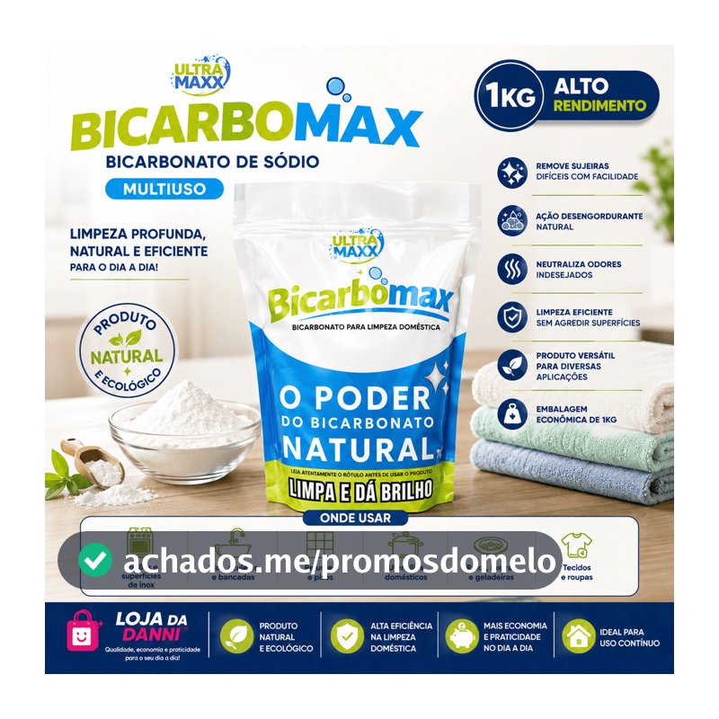 BICARBONATO DE SÓDIO ORIGINAL 100% PURO 1KG MULTIUSO BICAROMAX