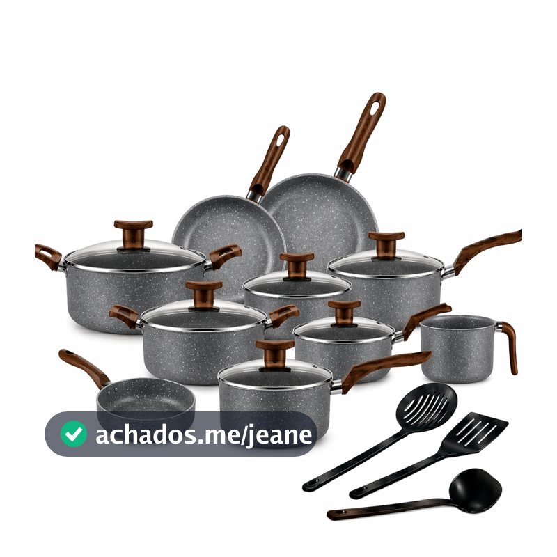 Jogo De Panelas 13 Peças Antiaderente Teflon Tampa Vidro Frigideira Talher