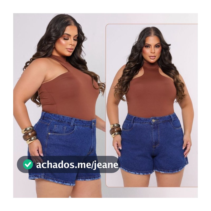 Short Feminino Jeans Plus Size 48 ao 58 Cintura Alta 100% Algodão Shorts Levanta e Empina Bumbum Moda Maior