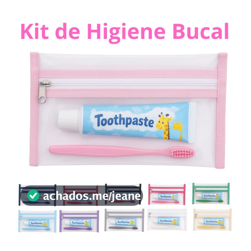 Organizador de Higiene Bucal Infantil Saquinho Plástico Transparente Prático e Fofo