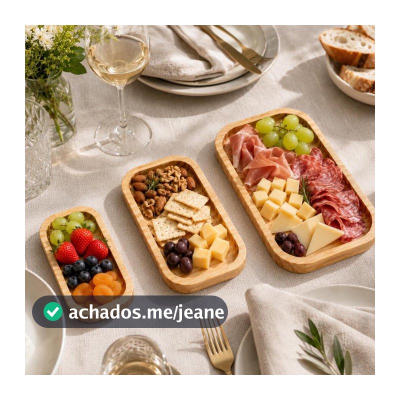 Petisqueira de Frios Queijos e Frutas em Madeira Premium Trio P, M e G