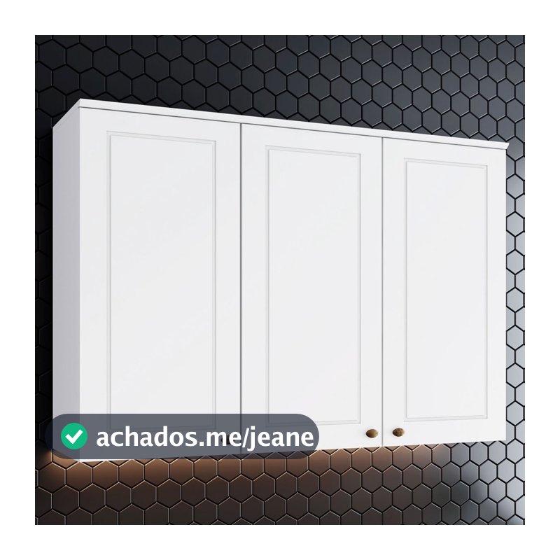 Armário Aéreo Cozinha Americana 3 Portas 100% MDF Branco HP C352 - Henn