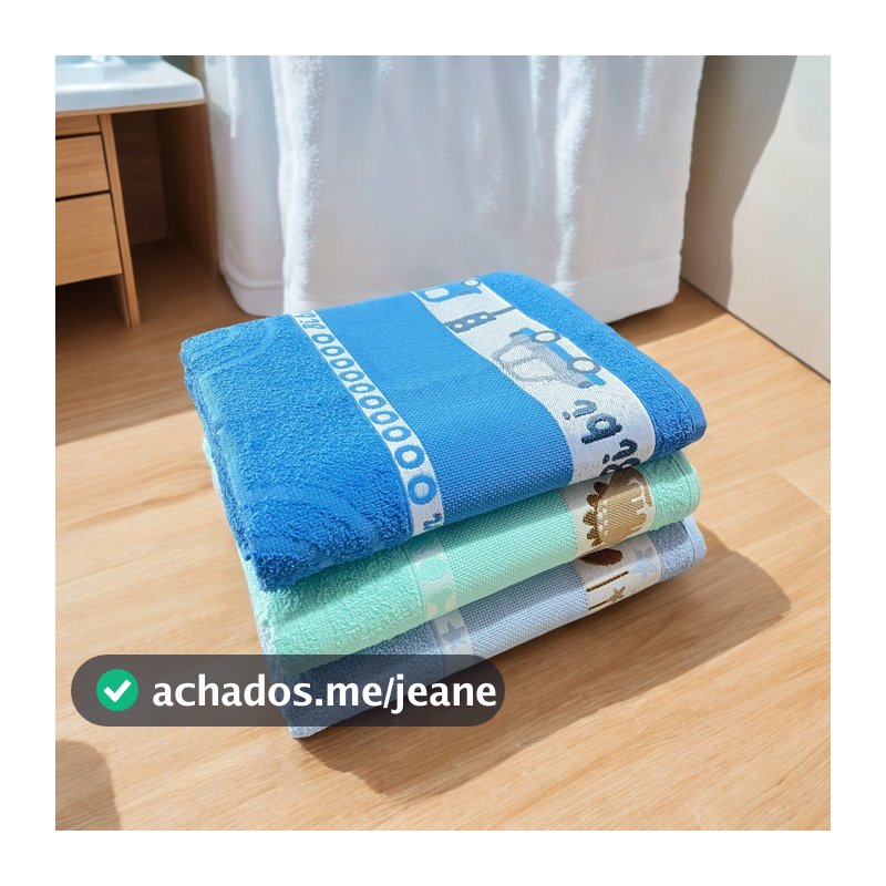 Kit 3 Toalhas de Banho Kids Infantil Para Bordar Ponto Cruz 100% Algodão