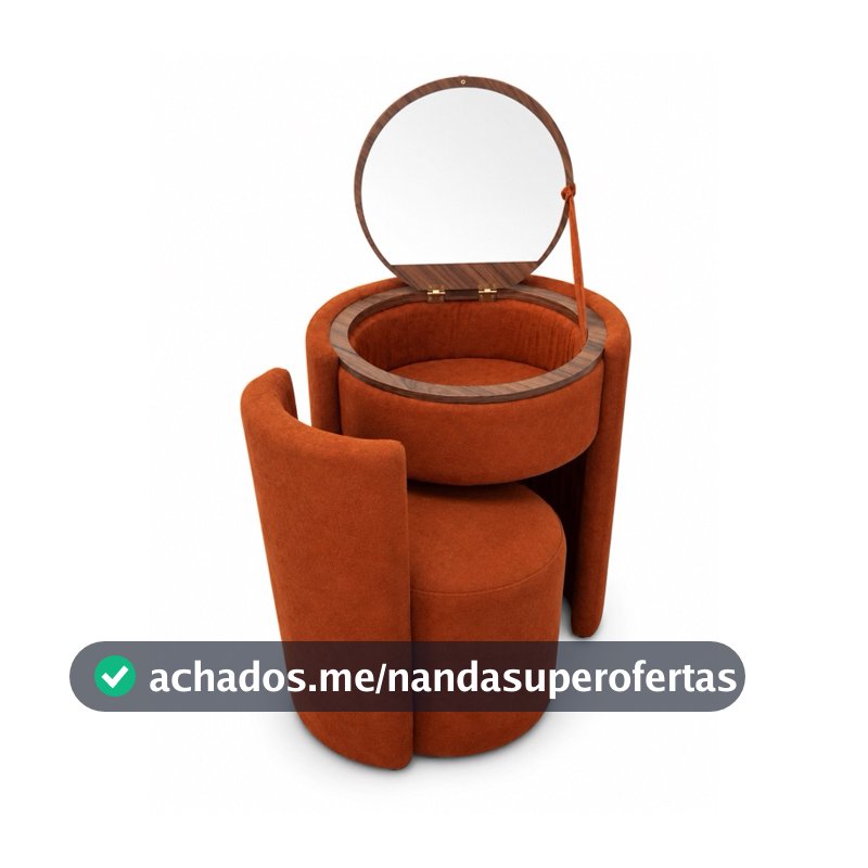 Penteadeira Completa Orgânica Estofada com Espelho e Poltrona Casualia Serena