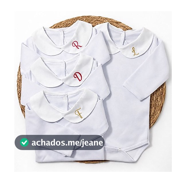 Body Bebê 100% Algodão Personalizado Inicial na Gola Maternidade Suedine
