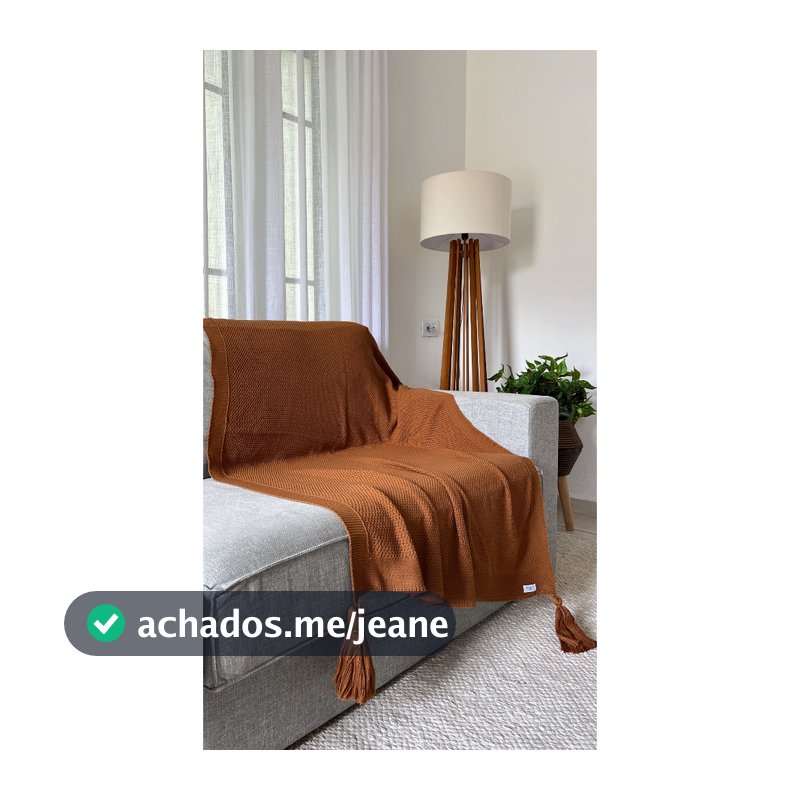 Peseira Manta Decorativa Pompom Sofá Sala Cama Luxo Tricot 150x90cm