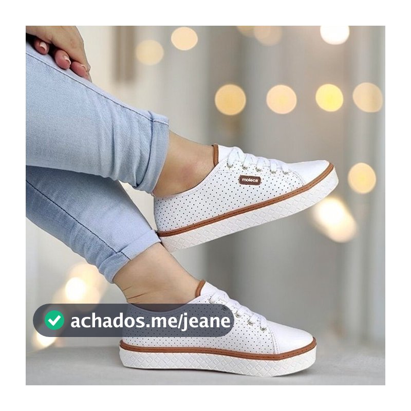 Tênis Feminino Moleca Casual Plataforma Sola Alta Conforto Leve Furadinho Branco Presente 5712205