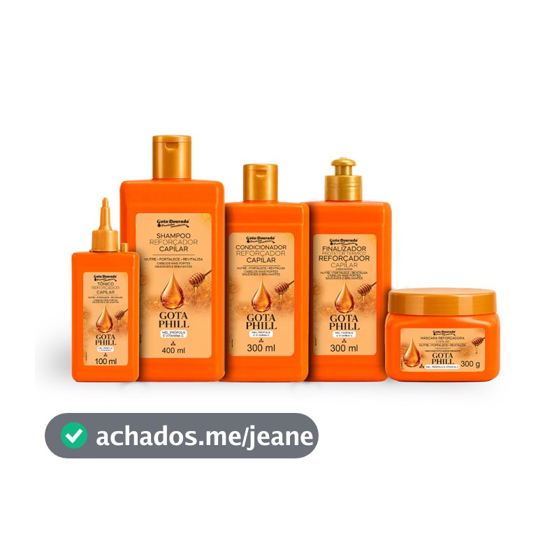 Kit Gota Phill - Shampoo, Condicionador, Máscara, Finalizador e Tônico - Fortalecedor Capilar