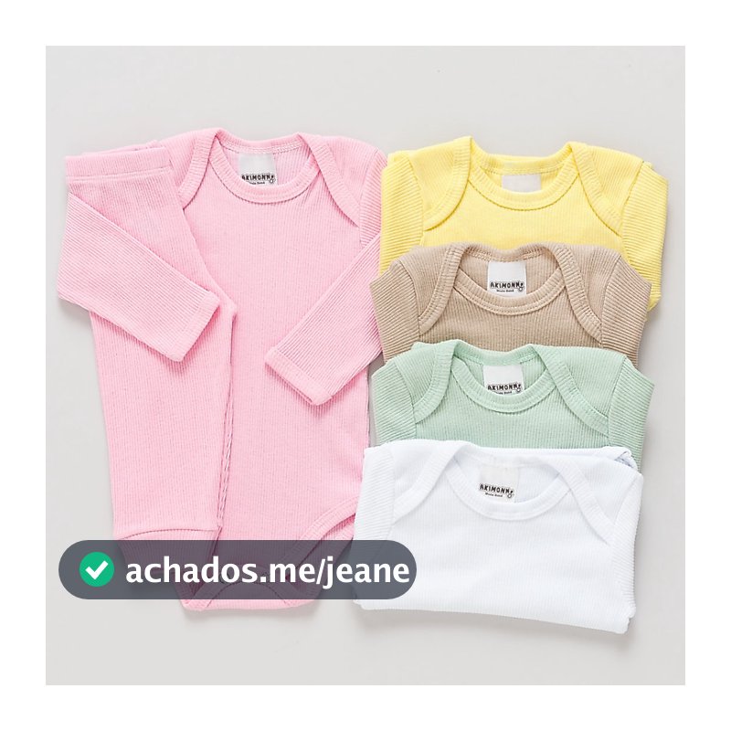 Kit 5 Conj Body e Calça Bebê Pagão canelado Longo 100% Algodão
