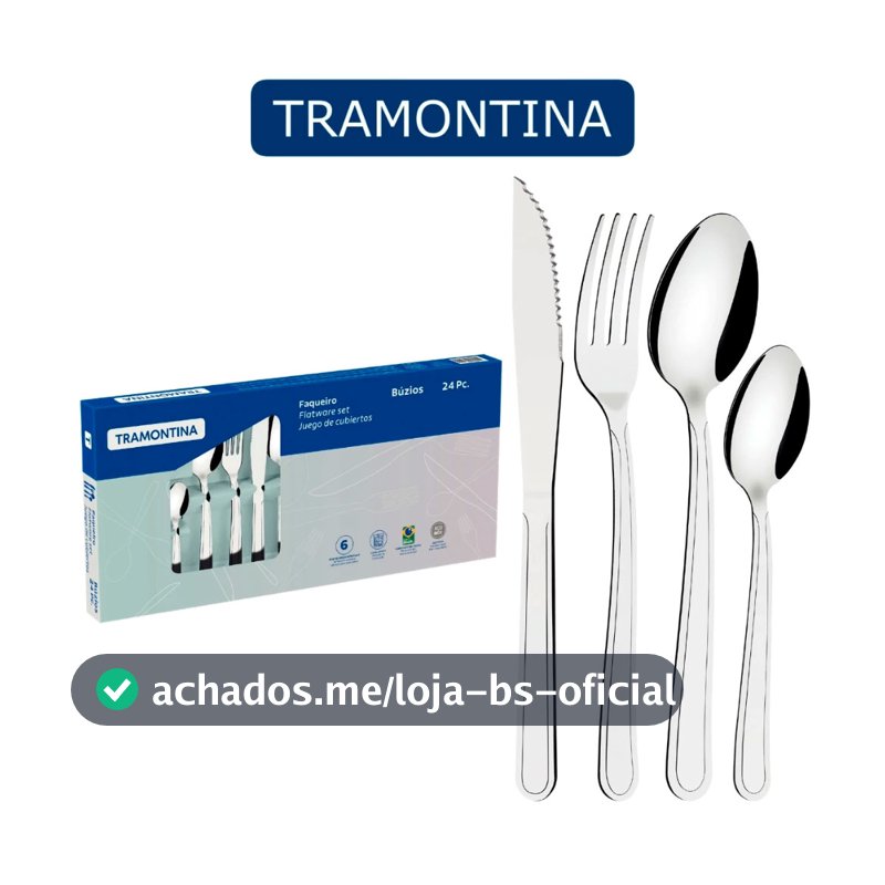Faqueiro Tramontina Búzios em Aço Inox Jogo de Talheres 24 Peças