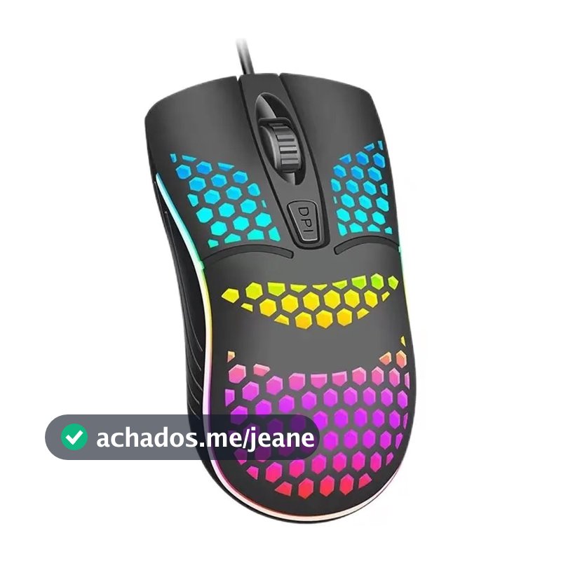 Mouse Óptico Com Fio Usb RGB Preto Para Computador Notebook
