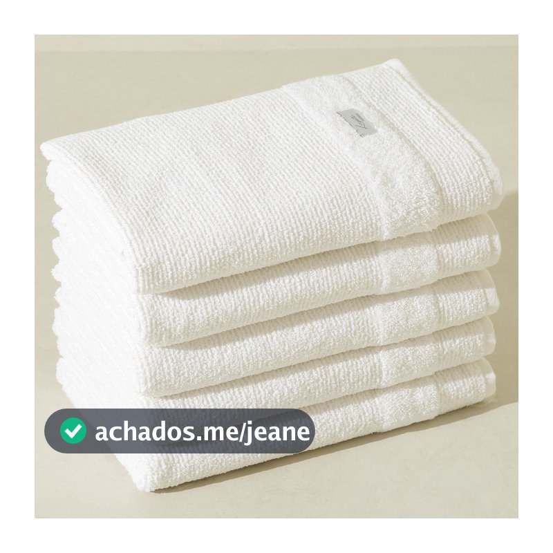 Kit 5 Toalha de Rosto Branca Grossa Grande 46x80 cm 100% Algodão Felpuda M. Tereza Hotel Pousada Spa