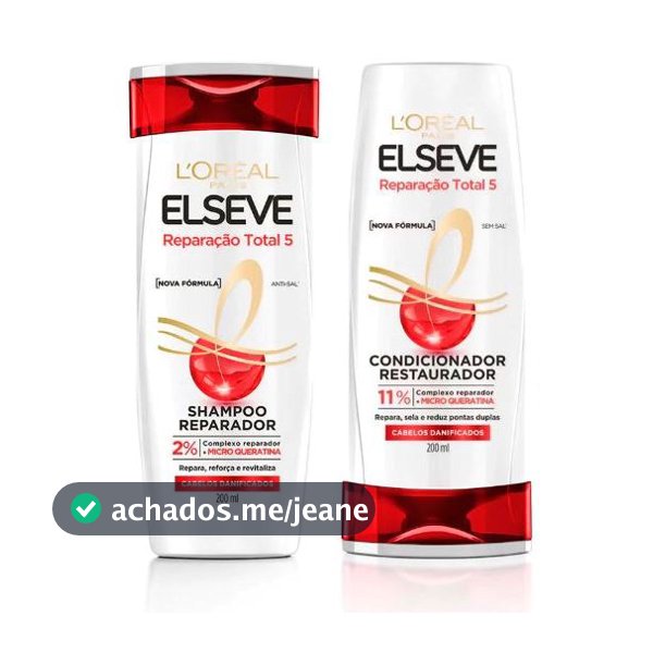 Kit Reparação Total 5 L'Oréal Paris Elseve Shampoo 200ml + Condicionador 200ml