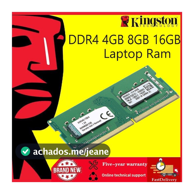 Kingston 4GB 8GB 16GB DDR4 2666MHz 2400MHz 2133MHz 3200MHz Memória Para Laptop PC4-3200AA SODIMM RAM