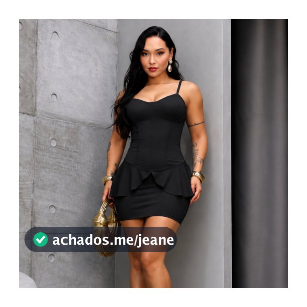 Vestido Feminino Curto Preto com Bojo Alcinha Decote Reto Modelagem Corset Justo com Peplum Babado