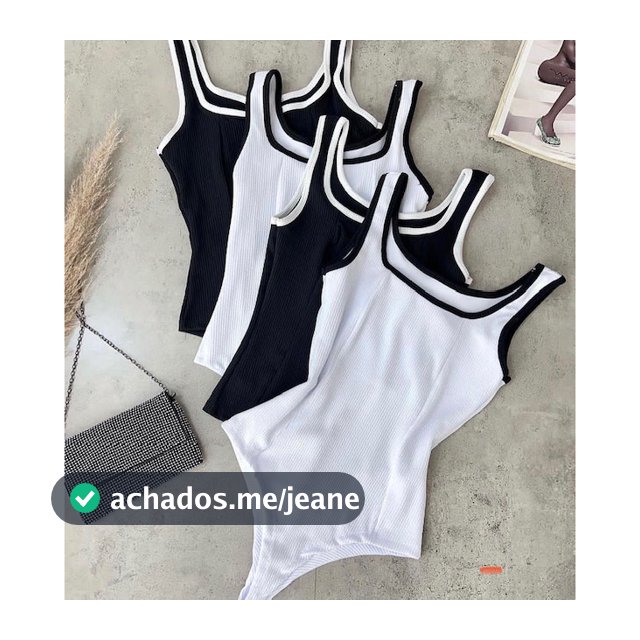 Body Regata Alça Larga Bicolor Branco e Preto Moda Gringa Estilosa Tendência