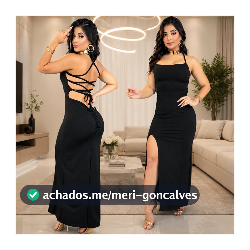 Vestido Elegante Longo Costa Nua Alcinha Trançado Com Fenda Lateral Bumbum  Empinado Festa Em Suplex