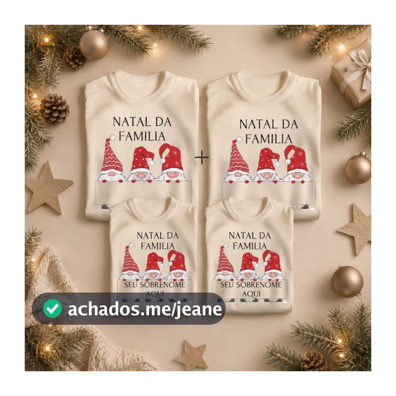 Kit 3 ou mais Camisetas  Personalizadas Natal da Família (Sobrenome) Merry Christmans Festas Look