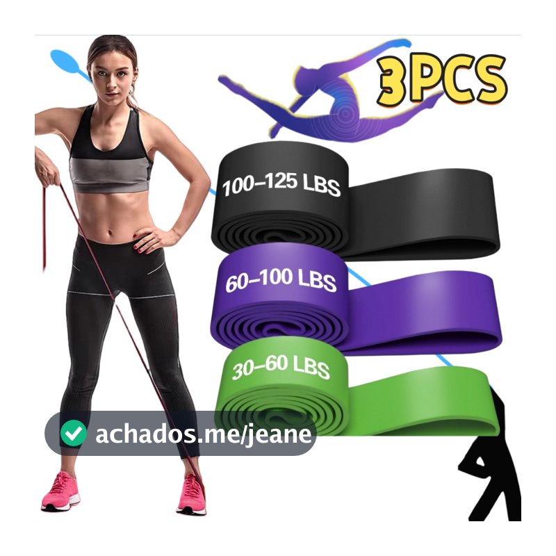 Kit 3 Elástico Super Band Borracha Crossfit Extra Forte