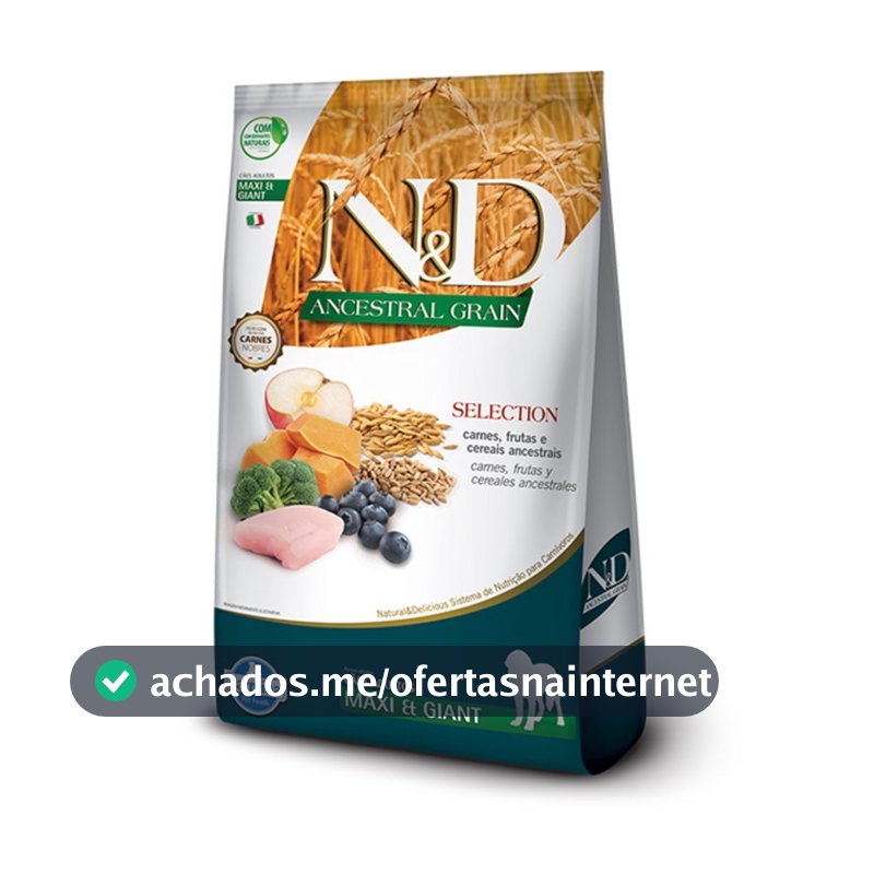 RAÇÃO ND ANCESTRAL GRAIN SELECTION CÃES ADULTOS PORTE GRANDE E GIGANTGE 15KG