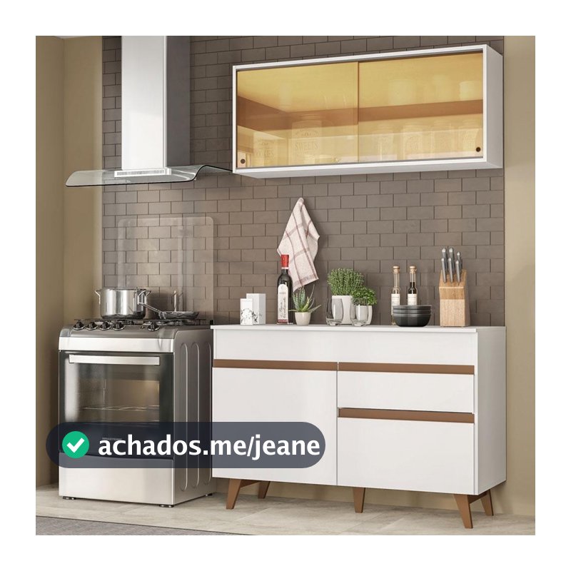 Armário de Cozinha Compacta 120cm Branco Reims Madesa 01