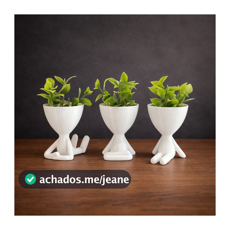 Kit com 3 Vasinhos Decorativos COM Planta Artificial Efeite Plástico para Banheiro Sala Mesa 8cm