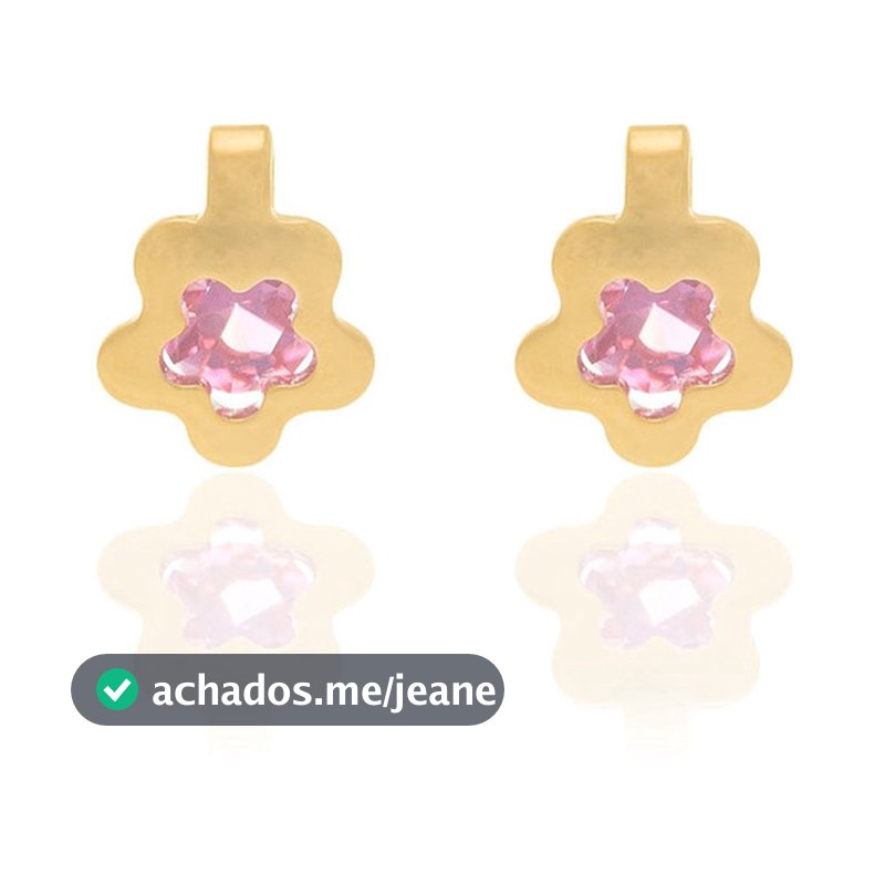 Brinco Infantil Flor Com Cristal 0,6 Cm Rommanel 524292 Vb