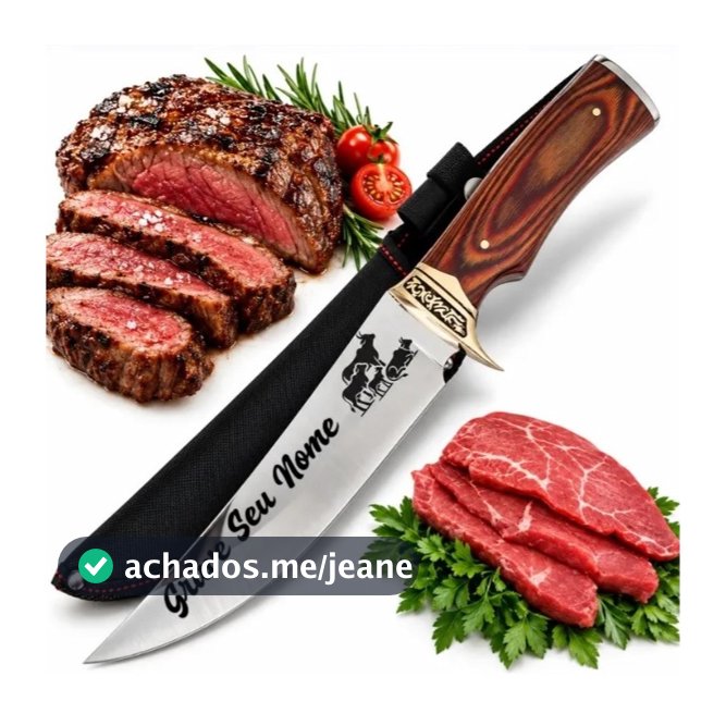 Faca De Caça Pesca Churrasco Luxo Personalizada com seu Nome Gravado