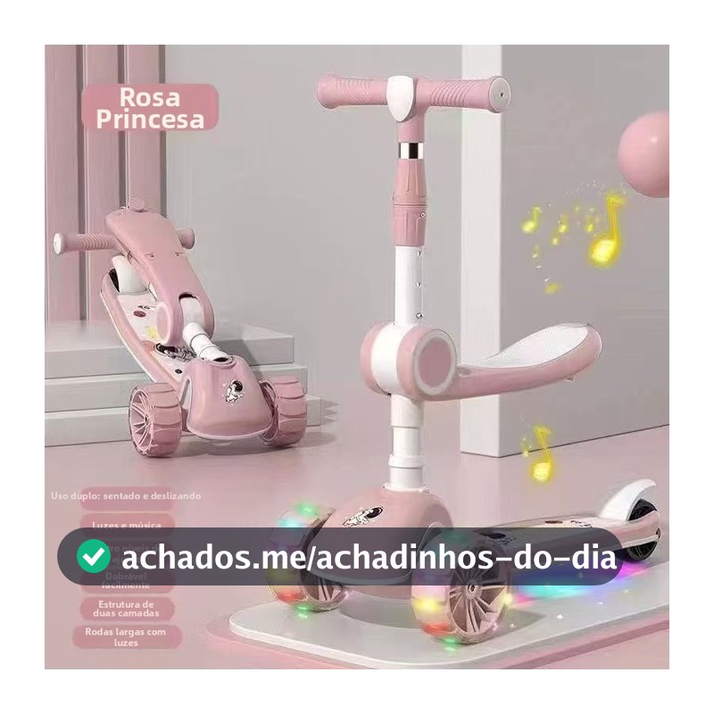 Scooter infantil dobrável três em um com roda silenciosa e pedal alargado--1707