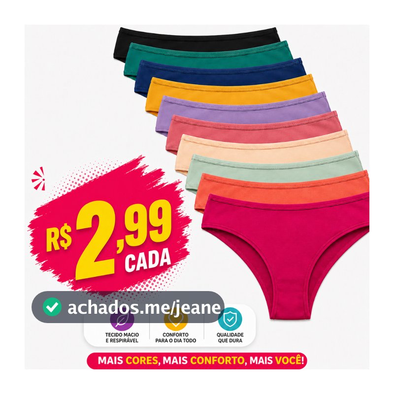 Kit Calcinhas Adulto Tanga Confortável Microfibra ou Algodão
