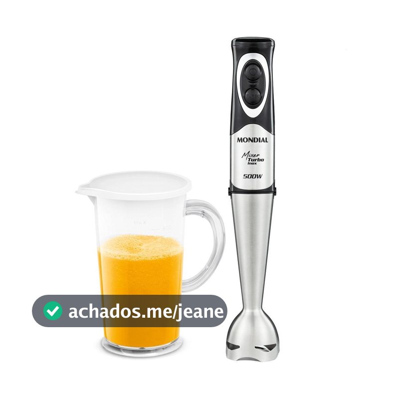 Mixer Turbo Inox Mondial Preto e Inox 500W M-16-BI
