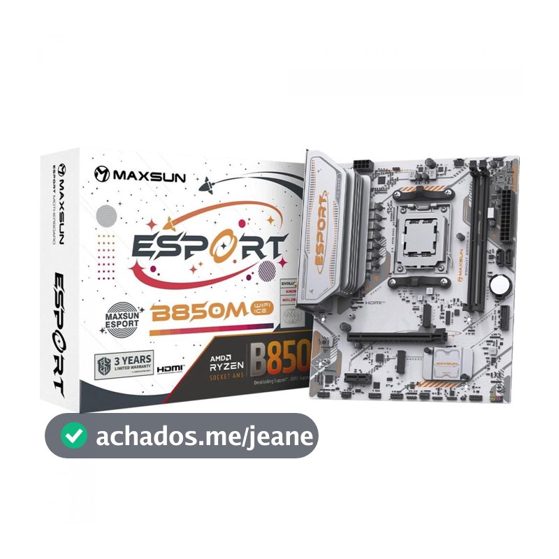 Placa Mãe Maxsun eSport B850M WiFi ICE, Chipset B850, AMD AM5, mATX, DDR5