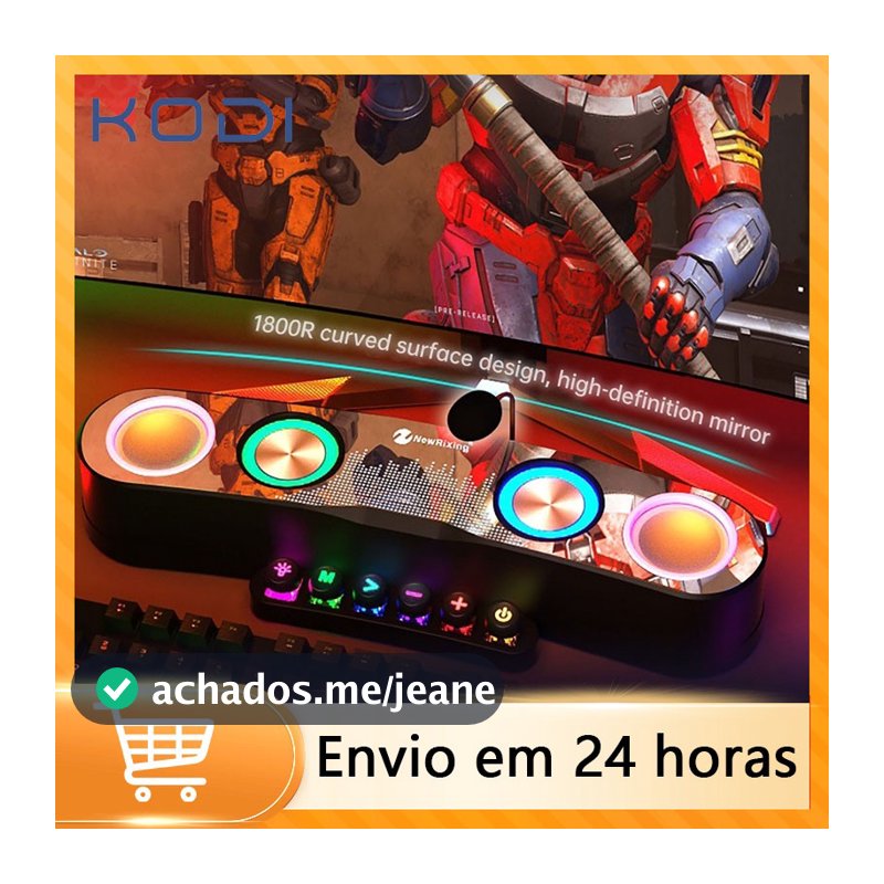 Caixa de Som Bluetooth Gamer Soundbar Alta Iluminação Led Rgb para Computador Pc Notebook Tv Usb