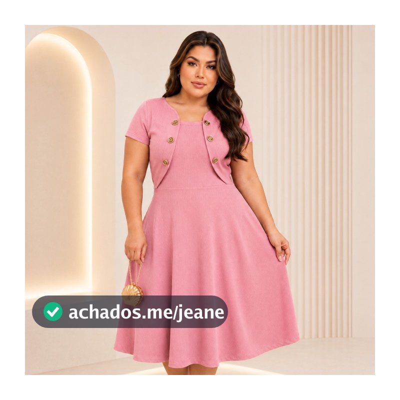 Vestido Midi Evangélico com Blazer Fake Feminino Social Elegante - Look Igreja Culto ou Trabalho