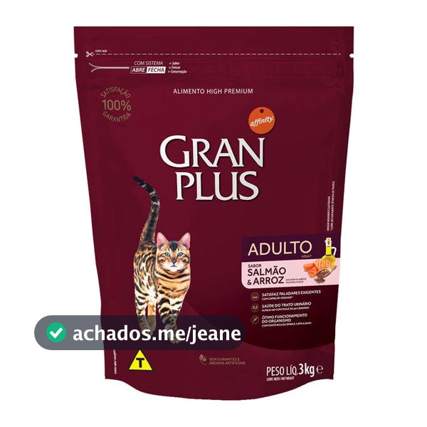 Ração GranPlus Gatos Adultos Salmão e Arroz 3kg
