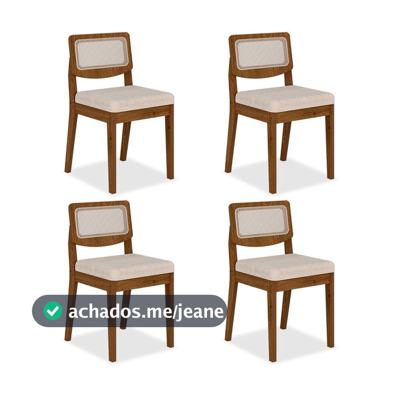 Kit 4 Cadeiras Sextavada Bari Freijó/bouclé Off White - M. Arapongas