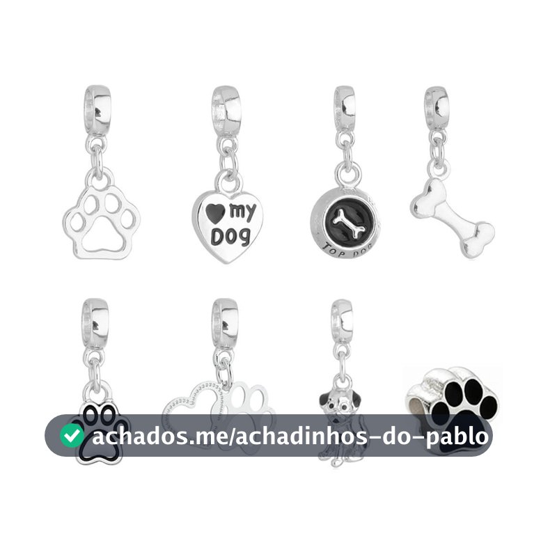 Berloques Cachorro Dog Pet Banhado a Prata 925